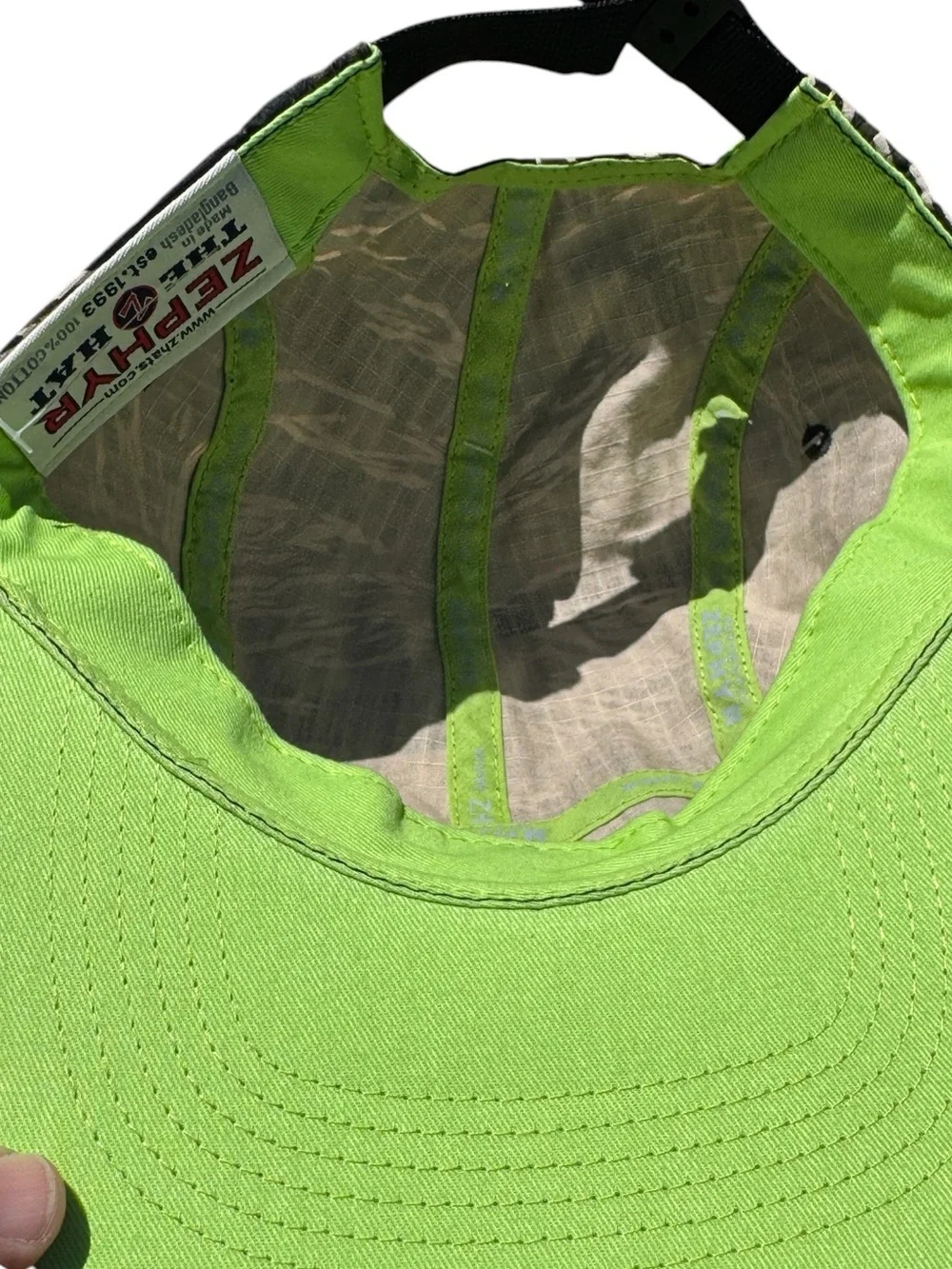SF BAY Camouflage Retro 80s Biking Running SKATE Hat Lime Green Brim NWT